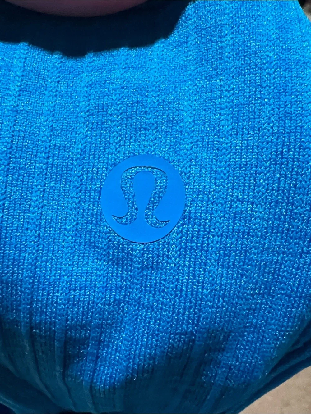 Bright Blue Ribbed Racerback Crop Tank Lulu lemon ebb to street SZ 10